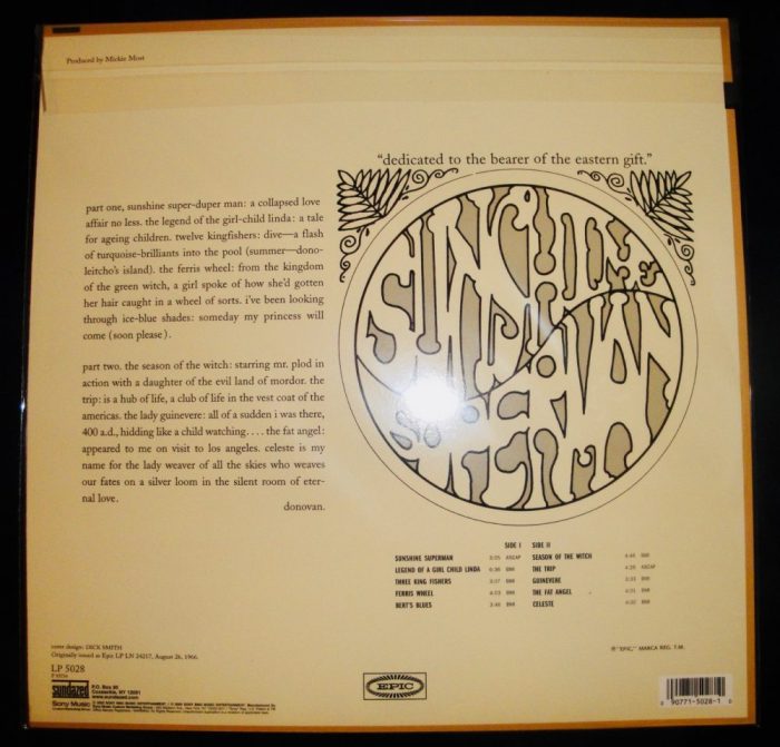 Donovan - Sunshine Superman - Limited Orange Colored Vinyl, LP, Sundazed, 2018