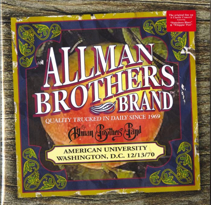 The Allman Brothers Band - American University Washington D.C.12-13-70, Double Vinyl, Reissue, 2019