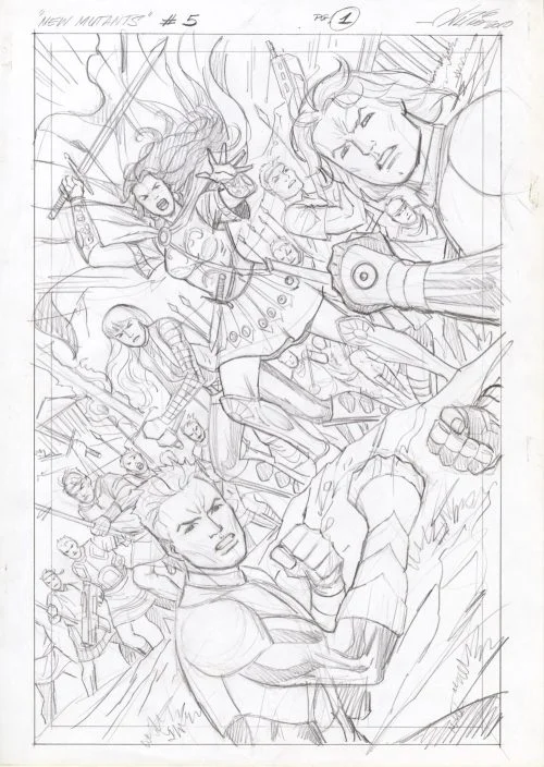 New Mutants #5 page 1 Prelim by Al Rio