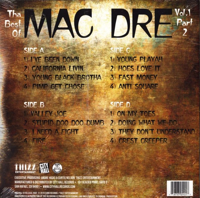 Mac Dre - Best of Mac Dre 1: Part 2 - Double Vinyl, LP, Thizz Ent, 2019