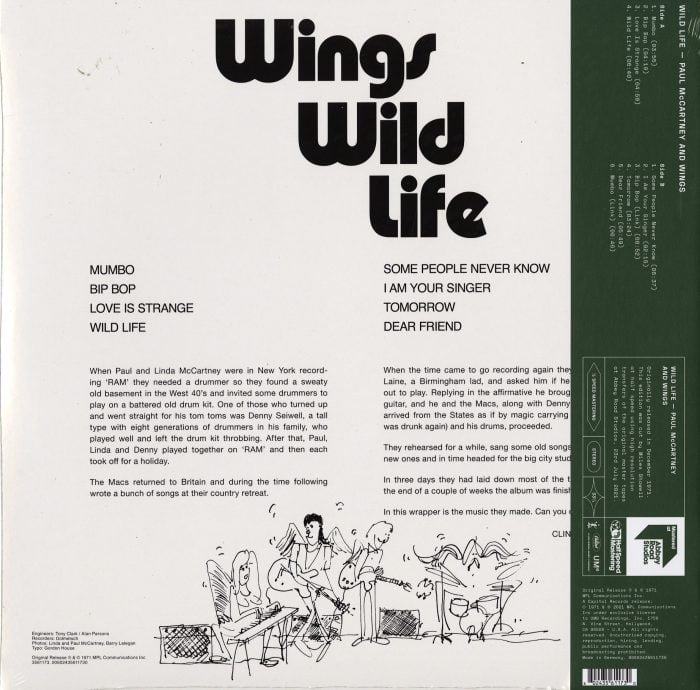 Paul McCartney & Wings - Wild Life - Limited Edition, 50th Anniversary, Half-Speed Master, LP, Capitol, 2022