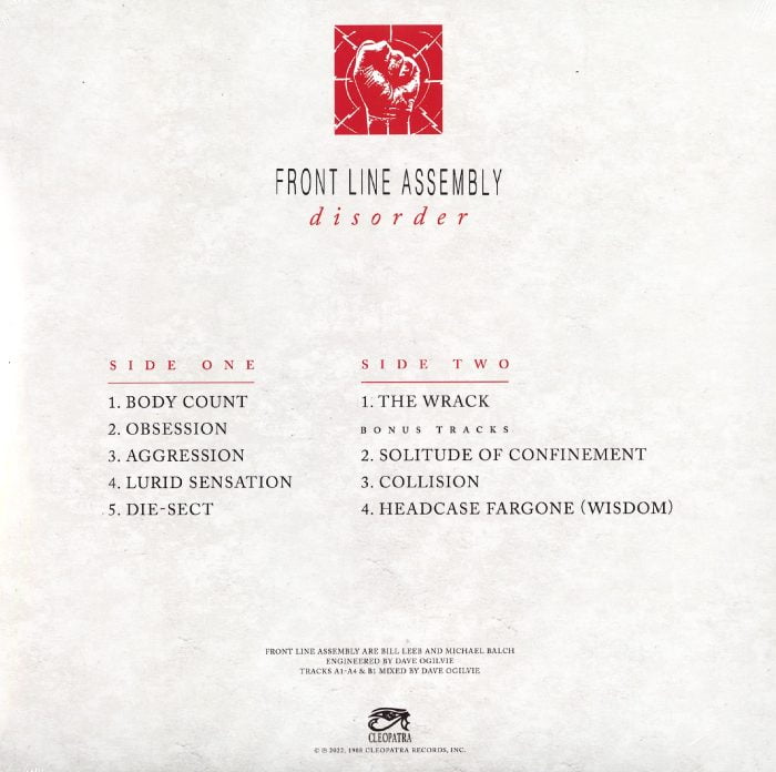 Front Line Assembly - Disorder - Limited Edition, Red Black Splatter Vinyl, LP, Cleopatra, 2022