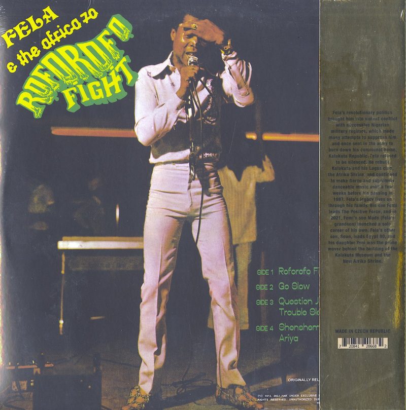 Fela Kuti, Roforofo Fight, Limited Edition, Green, Orange, Double Vinyl, LP, Knitting Factory, 2022
