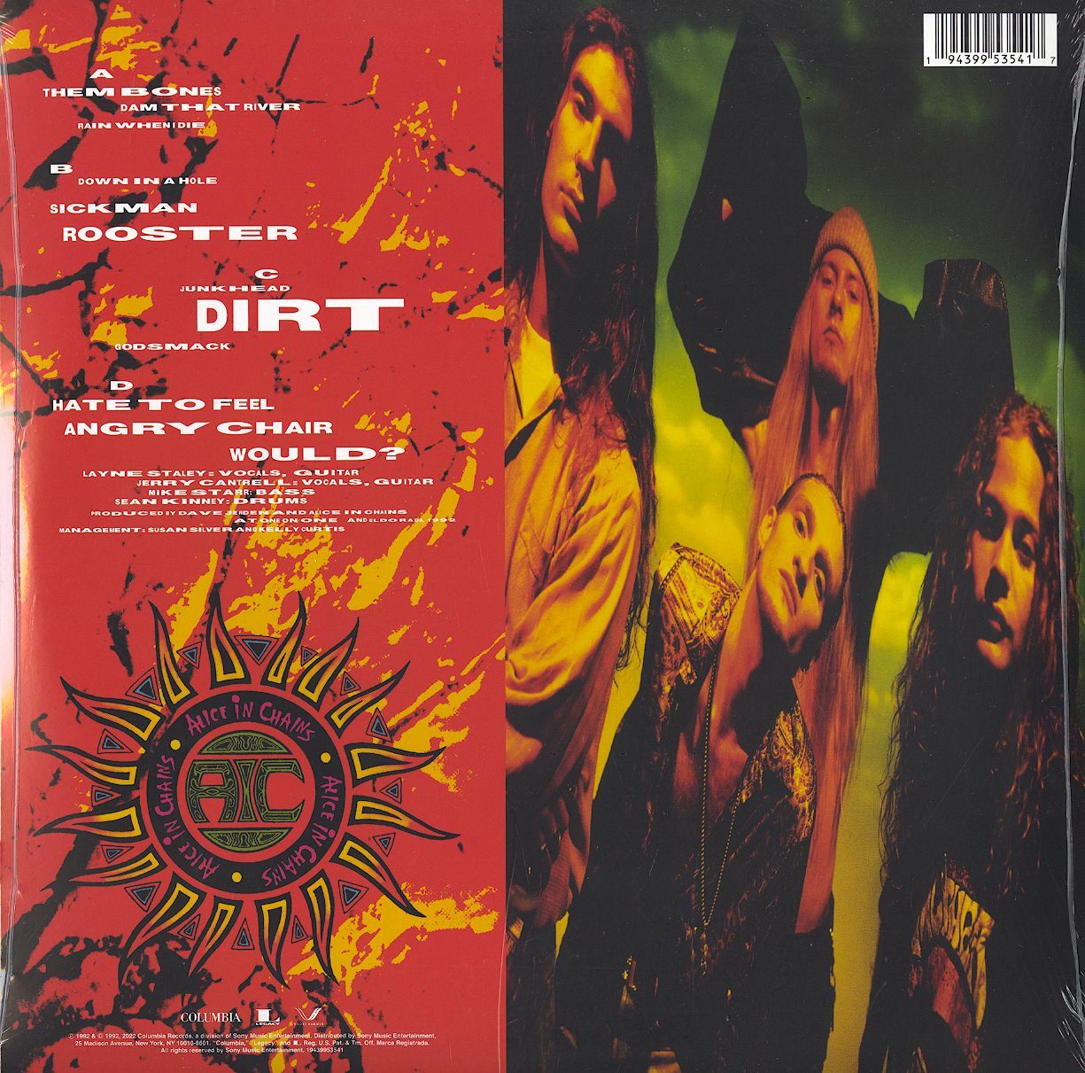 Alice In Chains, Dirt, 150 Gram Double Black Vinyl, LP, Sony Legacy, 2022