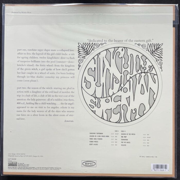 Donovan - Sunshine Superman - Limited Orange Colored Vinyl, LP, Sundazed, 2018