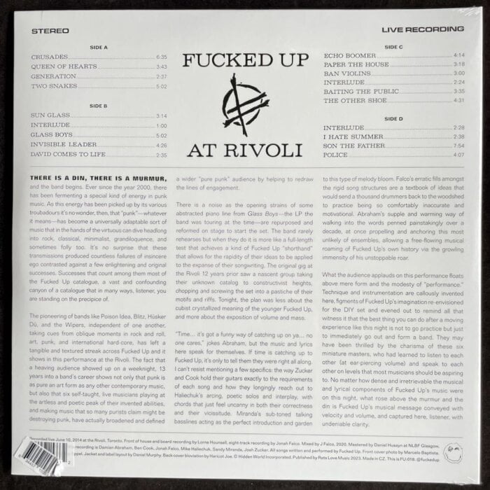 Fucked Up - Rivoli - Live 2014, Magenta & Black Double Vinyl, Fucked Up Records, 2023